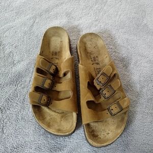 Birkenstock Florida Sandals Brown Leather Slip On Sz 40/9